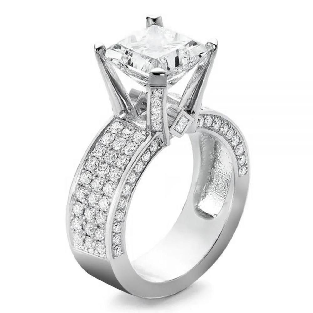 New Women’s 925 Silver Princess Cut Diamond Ring - Picture 2 of 6